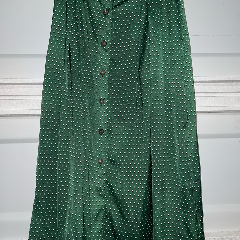 Who What Wear Dark Green Polka Dot A-Line Skirt